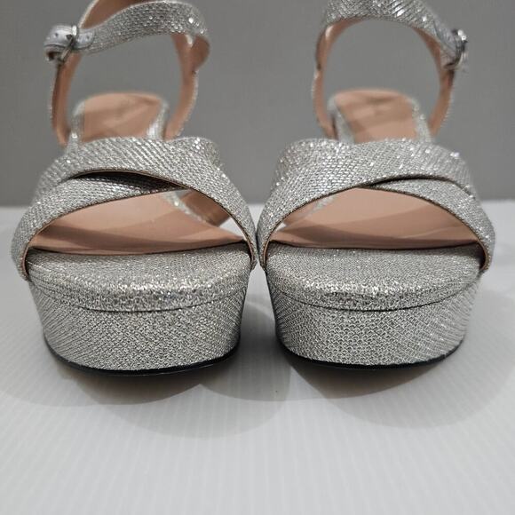NEW Cole Haan Riannon Platform Heel Womens 10 Silver Glitter Block Heel Evening - Picture 6 of 14